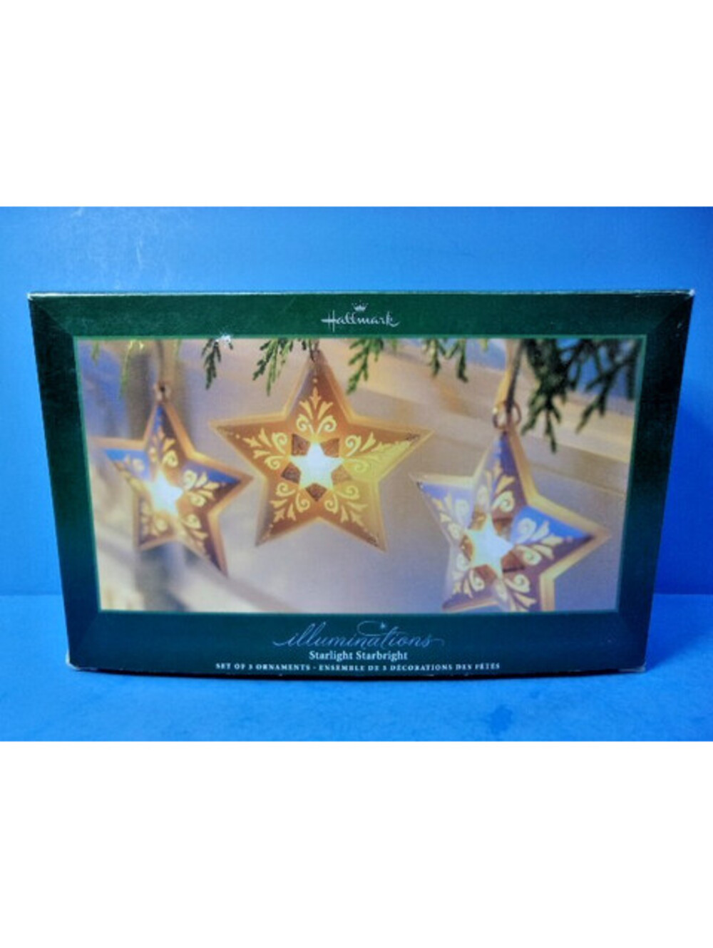Hallmark Starlight Starbright Illuminations Ornament Set of 3 Stars Tested 2005